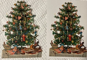 2 Vintage 40’s Ernest Freihoff Embossed X-Mas Tree Diecut Decoration W. Germany - Picture 1 of 20