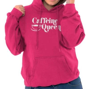 Funny Coffee Lover Joke Caffeine Queen Humor Womens Hooded Sweatshirts Hoodies - Picture 1 of 13
