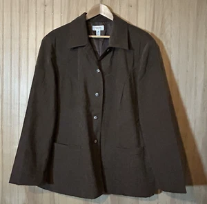 Talbots Choco-Brown Buttery Soft Suede Long Sleeve Blazer Jacket Size 18W - Picture 1 of 4