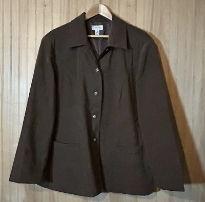 Talbots Choco-Brown Buttery Soft Suede Long Sleeve Blazer Jacket Size 18W - Image 1 of 4