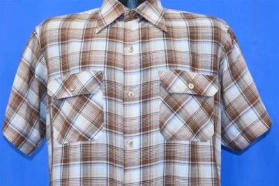 CAMISA HOMBRE BIG MAC VINTAGE AÑOS 80 CUADROS MARRÓN AZUL CREMA ABOTONADA 15-15,5 MED M Foto 1 de 4