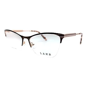 AUTHENTIC & NEW - L.A.M.B. - LA072 BRN 53/17/140 - BROWN GOLD EYEGLASSES & CASE - Picture 1 of 3