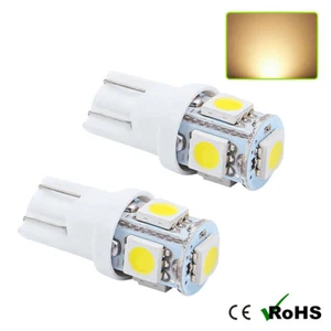 2X GLB501 T10 5050 LED Warm White Wedge Bulb Classic Car Gauge Sidelight Capless - Picture 1 of 2