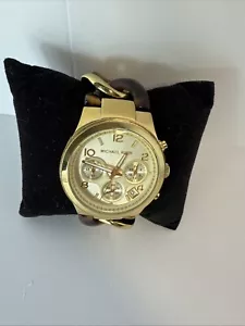Michael Kors MK4222 Tortoise and Gold Chain Women’s Watch SH150 - Picture 1 of 9