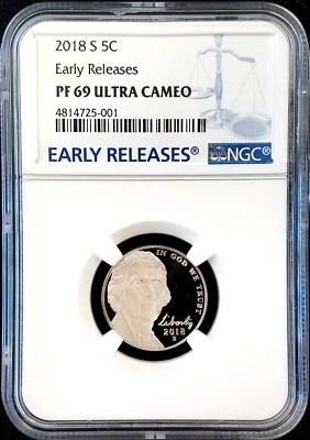 2018 S Proof Jefferson Nickel, NGC Early Releases, PF 69 Ultra Cameo! - Image 1 of 4