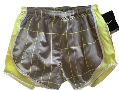NEW! NIKE [XS] Women's TEMPO DRI-FIT Runner Shorts-Grey/Yellow 455702-708 - Image 1 of 2