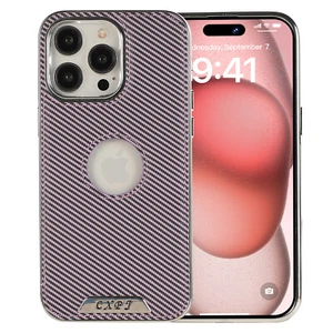 For iPhone 16 Pro Max 15 Pro 14 13 12 Carbon Fiber Patterned Leather Phone Case - Picture 1 of 23