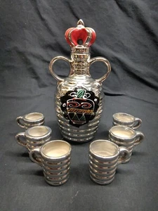 VINTAGE POTTERY DECANTER CORDIAL SET w/ (6) SHOT GLASSES - Bild 1 von 19