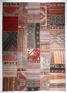 Retazos decorativos turcos hechos de Kilim vintage, Kilim de piso - Imagen 1 de 10