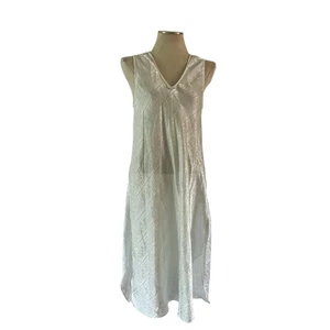 Vtg Y2K 2000s Oscar de la Renta Light Blue Floral Night Gown Pajama Sz M/L - Picture 1 of 8