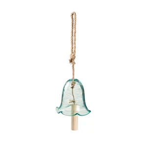 Art Glass Speckle Teal Floral Shaped Bell Chime - Picture 1 of 4