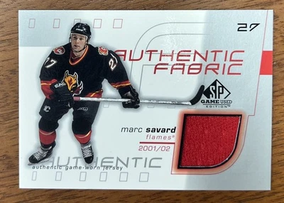 2001-02 SP GAME USED JERSEY Authentic Fabric #AFSV Marc Savard CALGARY FLAMES - Image 1 of 2