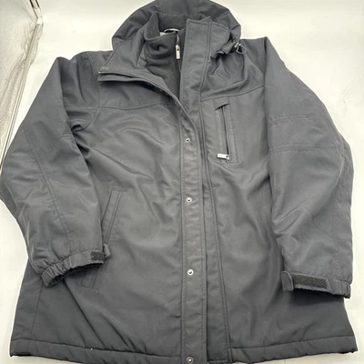 Weatherproof Brand Men's Med Dual Zip Black Coat Jacket W/ Removable Hood Lined - Image 1 of 4