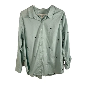 Christopher & Banks colibrì ricamato taglia XL blu cotone con bottoni usato in ottime condizioni - Foto 1 di 11