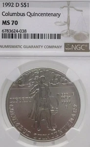 1992-D Columbus Quincentenary Silver Dollar Commemorative $1 NGC MS-70 #607 - Picture 1 of 8