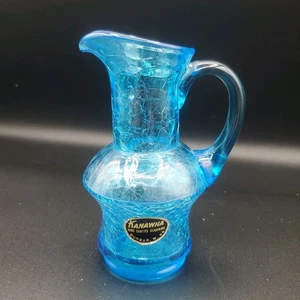 Kanawha Blue Crackle Glass Pitcher 5" Tall - Picture 1 of 5