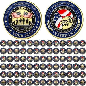 80 Pezzi Monete Sfida Militare Grazie per il Tuo Servizio Veterani Apprezzamento - Foto 1 di 7