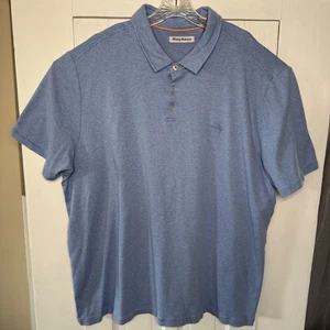 Polo uomo Tommy Bahama XXXL blu a righe morbida manica corta cotone casual - Foto 1 di 7