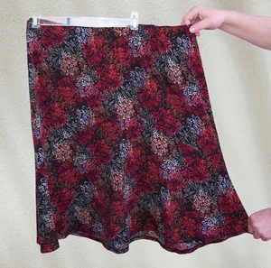 CJ Banks NEW swingy skirt plus size 2x 3x pull on FALL red black orange floral - Picture 1 of 7