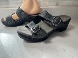 Dansko - Sandalia de cuña informal de cuero gris Sophie Slide EU 38 US 7,5-8 ¡USADA UNA VEZ! - Imagen 1 de 8