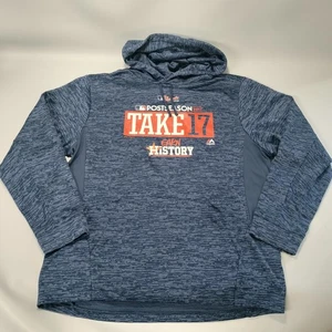 Majestic Houston Astros Postseason 2017 Take 17 Blue Hoodie Sweatshirt Mens Sz L - Picture 1 of 9
