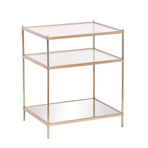 Knox Side Table - Metallic Gold Metal Frame With Glass Top - Glam Style Décor... - Picture 1 of 5
