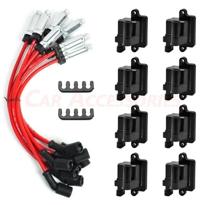 8X OEM Ignition Coils & Spark Plugs Wires For Chevy GMC 4.8L 5.3L 6.0L UF271 - Image 1 of 4