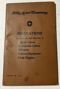 1944 FORD MOTOR CO REGS PER OPERAZIONI SICURE GRU ASCENSORI FERROVIA PARANCO LIBRETTO - Foto 1 di 5
