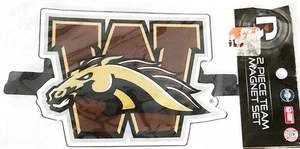 WMU Western Michigan University Broncos 2 Magnet Licensed Team Set Shape Cut New - Picture 1 of 4