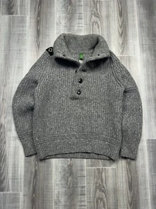 Ma.Strum Wool Heawy Knit Sweater Spread Collar 1/2 Gray Men Size L - Picture 1 of 14