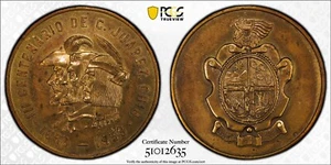 Mexiko 1959 Medaille Bronze Hain 739B Pcgs SP62 1 feiner C. Juarez Chihuahua rar - Bild 1 von 4