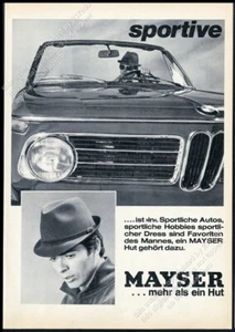 1969 BMW 2002 cabriolet car photo Mayser men's hats German vintage print ad - Picture 1 of 7