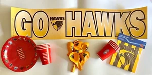 Hawthorn Hawks AFL Birthday Party Pack Napkins Cups Banner & Balloons Go Hawks - Picture 1 of 1