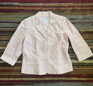 NEW Old Navy Blazer Jacket Womens Size XL Pink Ivory Linen Cotton Blend Textured - Picture 1 of 11