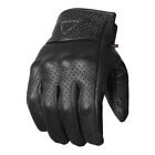 Men's Motorcycle Gloves Premium Leather Perforated Protective Armor Knuckle for
