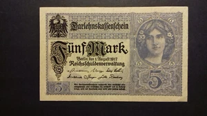 Darlehenskassenschein von 1917, Fünf Mark (534) - Bild 1 von 2