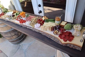 Extra Large Hand Crafted Wooden Cheese/Charcuterie Board With Natural Wood Bark - Picture 1 of 6