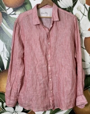 Camisa masculina manga longa Tasso Elba 2XL 100% linho botão frontal - Imagem 1 de 4