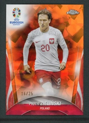 2024 PIOTR ZIELINSKI 16/25 TOPPS CHROME UEFA EURO2024 GERMANY ICE CRACKED ORANGE - Image 1 of 2