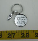 New "Not Sisters by Blood But Sisters by Heart" Keychain Metal Round Angel Wing