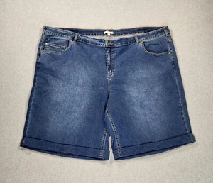 Woman Within Denim Jean Shorts Women's Plus Size 34W Cuffed Pockets 56x11.5 Blue - Picture 1 of 12