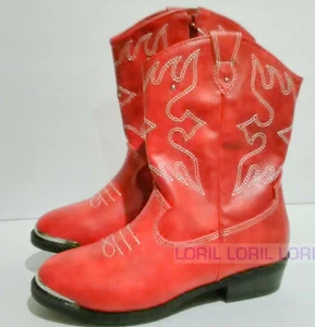 Wonder Nation rote Cowboystiefel Slipper Reißverschluss Größe 1,3,7,8,9 oder 13 Kunstleder - Bild 1 von 11