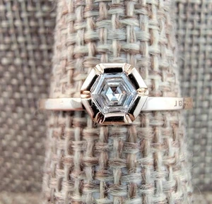 Selim Mouzannar 18k Pink Gold Rose de France Hexagon Diamond Ring - Picture 1 of 11