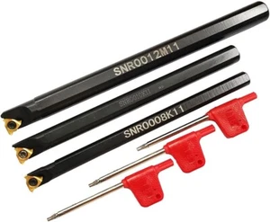 3pc SNR 8mm 10mm 12mm Turning Tool Holder Boring Bar+3pc 11IR A60 Carbide Insert - Picture 1 of 11