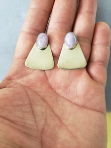 Beautiful Navajo J. Hayes sterling silver Amethyst pierced earrings - Picture 1 of 5