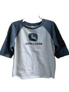 JOHN DEERE Logo T-SHIRT Tractor NWT Gray 3/4 Sleeve Toddler 2T - Picture 1 of 3
