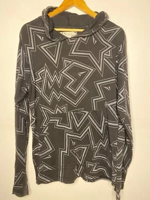 Vintage 1990s Volcom Black & Grey Patterned Cotton Hoodie Sz M - Image 1 of 4