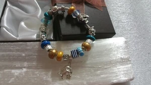 Charm Bracelet Crystal Beads Charms - 23cm -Pisces- Astrology Sign - Picture 1 of 1