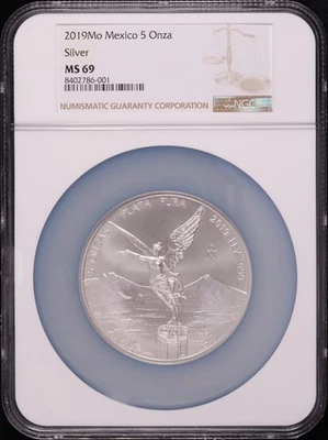 2019-Mo Mexico Silver Libertad 5 Onza NGC MS-69 - Image 1 of 2