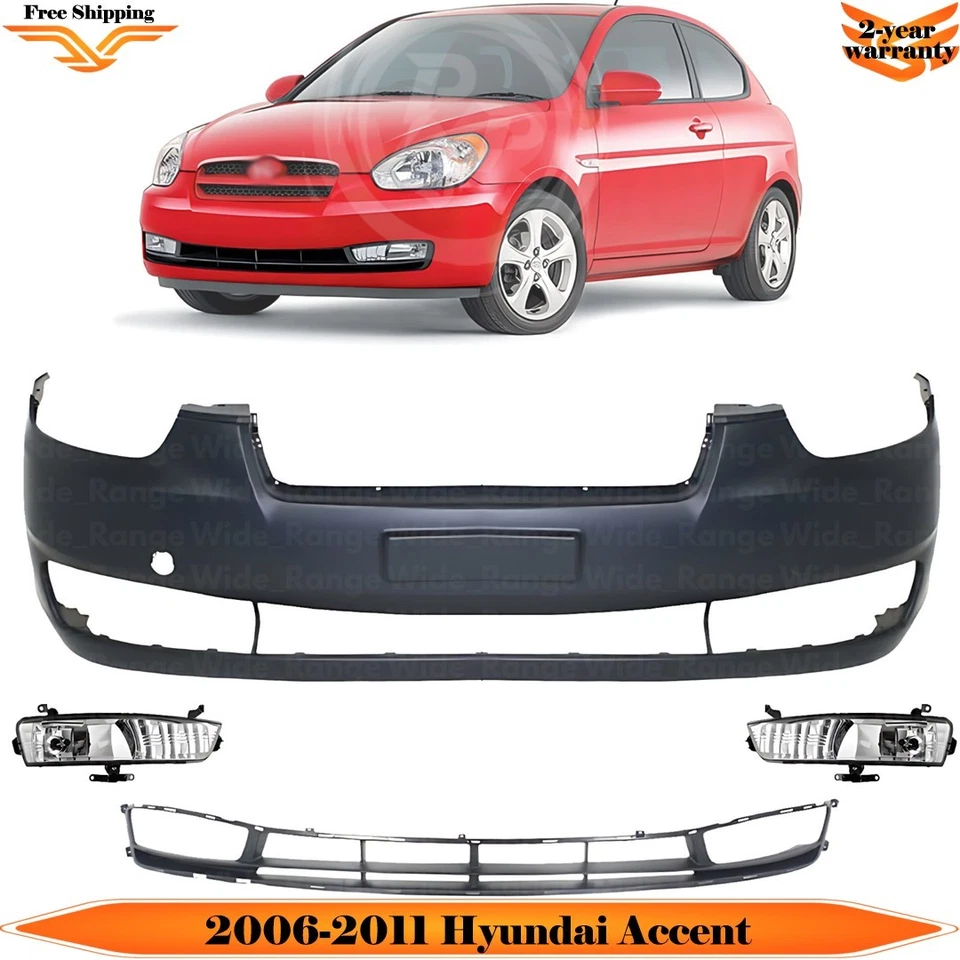 前保险杠盖法西斯和雾灯总成套件适用于2006 - 2011现代口音 — 第 1/4 张图片